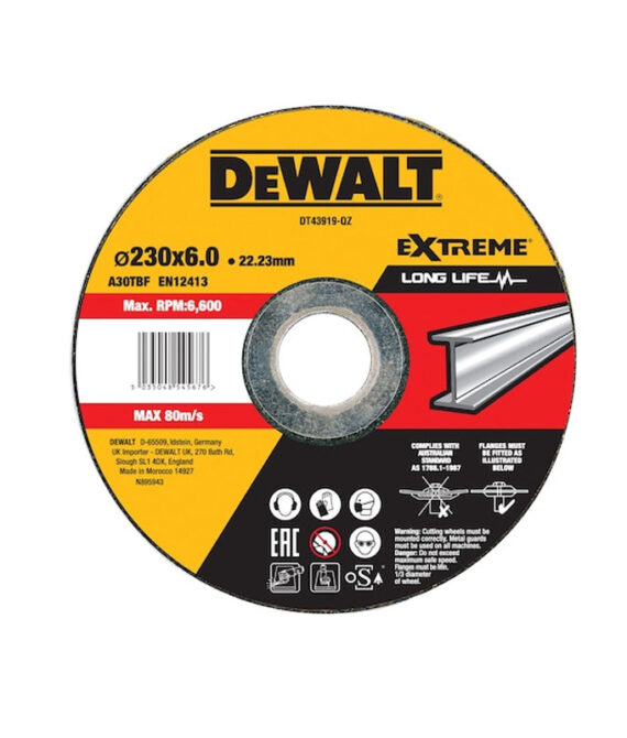 Disque à meuler le métal Ø230×22,2mm DEWALT DT43919-QZ épaisseur 6mm