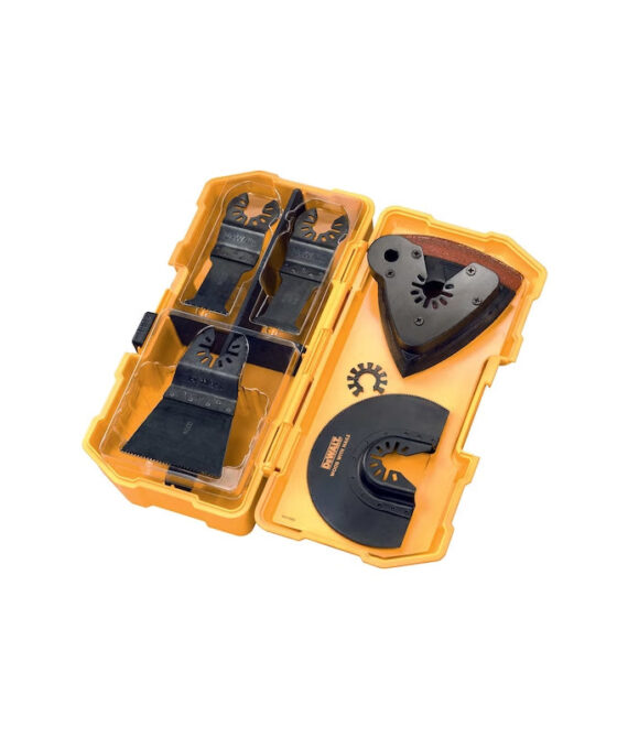 Coffret de 4 lames DEWALT DT20731-QZ avec un plateau de ponçage, 3 abrasifs, un adaptateur pour multicutter