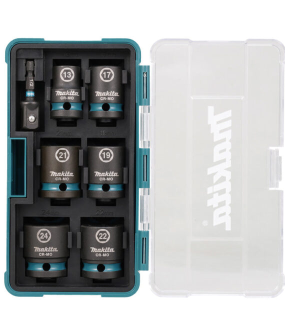Coffret de 6 douilles MAKITA IMPACT BLACK + Adaptateur HEXA 1/4 »E-16592