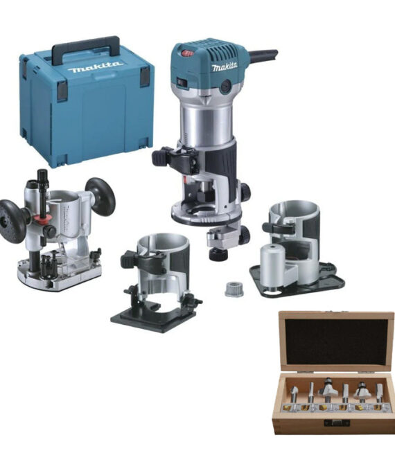Pack affleureuse-défonceuse MAKITA RT0702CX3J + coffret fraises D-53540