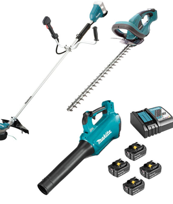DLXRT04 MAKITA 3 outils Jardin 18V LXT (DUR368AZ + DUH523Z + DUB184Z + 4 x 5Ah + DC18RC)