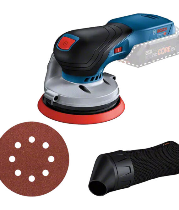 Ponceuse excentrique sans-fil BOSCH GEX 18V-125 – 0 601 372 201 Professional (vendu sans batterie) en carton avec accessoires