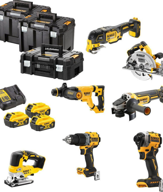 Kit 7 outils XR 18V – DEWALT – avec 3 batteries 18V 5,0 Ah – chargeur – 3 T-Stack – DCK706P3T-QW