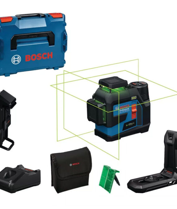 Laser lignes BOSCH GLL 12V-100-33 CG + pince DK 20 + Batterie GBA 12V 2.0Ah en L-Boxx