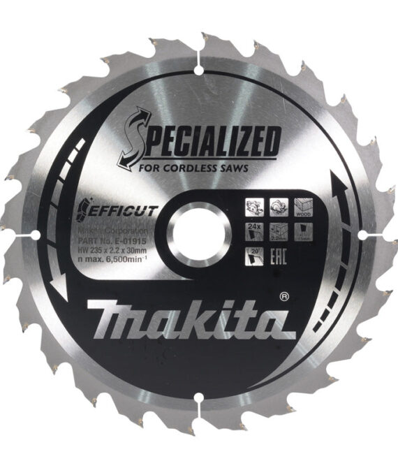 Lame carbure efficut MAKITA 235 x 20 mm, 24 dents, pour le bois