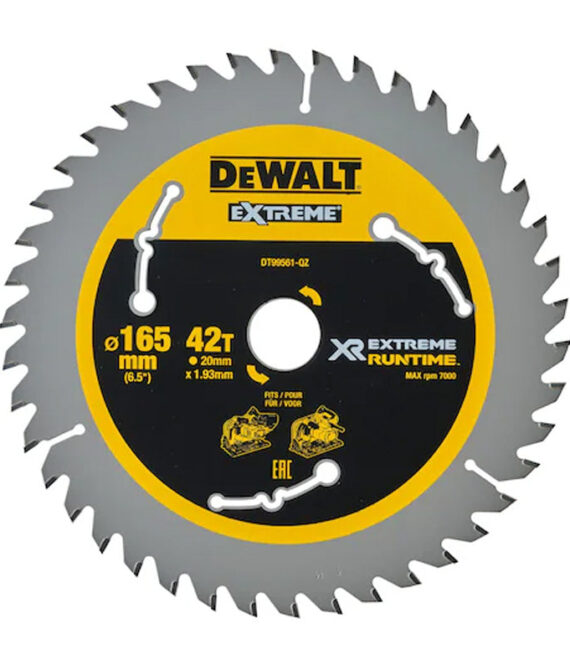 Lame de scie circulaire plongeante Ø165x20mm 42 dents DEWALT DT99561-QZ Carbure XR Runtime