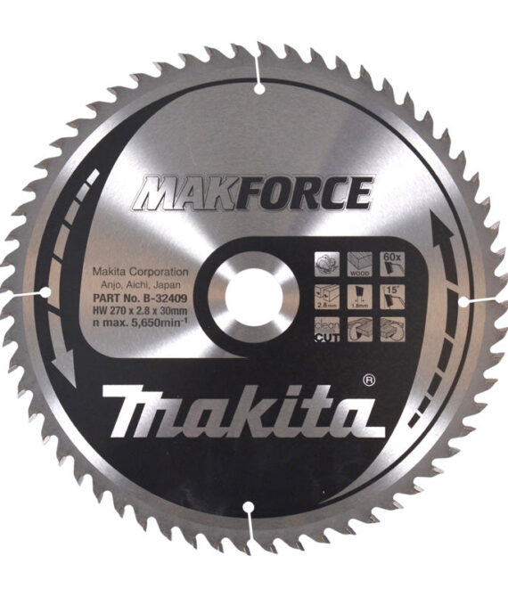 Lame pour scie circulaire Makforce TCT MAKITA B-32409 270 x 30 mm, 60 dents, pour le bois