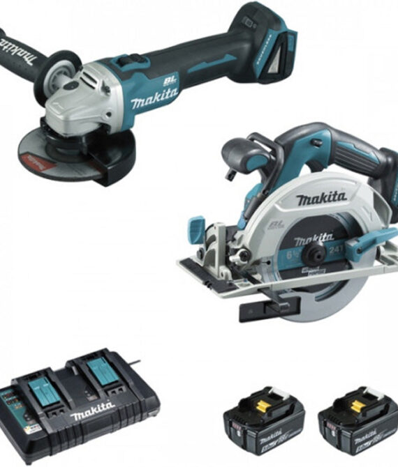 Pack 2 outils MAKITA DLX2277PTJ (DGA506+DHS680+BL1850×2+DC18RD+MAK2&4)