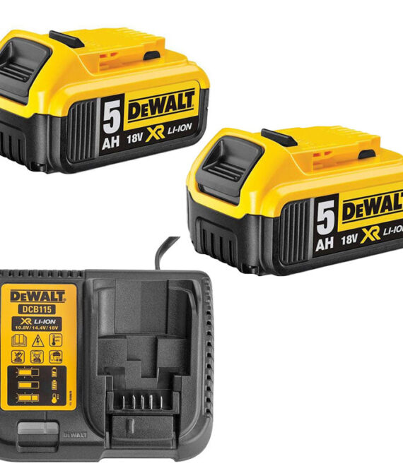 Pack ÉNERGIE DEWALT 2 Batteries 5,0 Ah 18V DCB184-XJ et un chargeur DCB115-XJ
