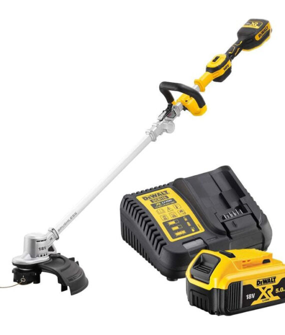 Coupe-bordure repliable 18V DEWALT DCMST561P1-QW avec un chargeur et une batterie 5,0 Ah