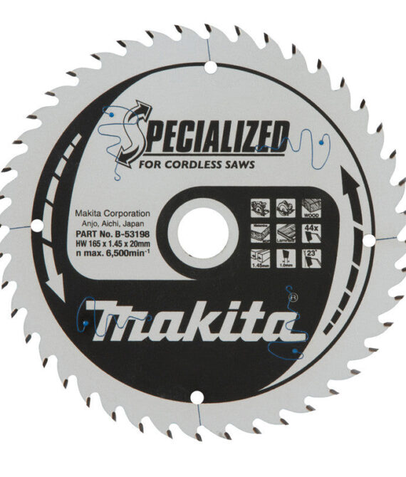 Lame de scie circulaire MAKITA B-53198 , TCT spécialisé, 165 x 20 mm, 44 T