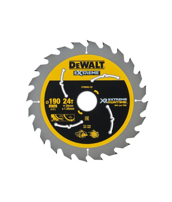 Lame de scie circulaire sans fil Carbure XR Runtime DEWALT DT99562-QZ 190x30mm 24T