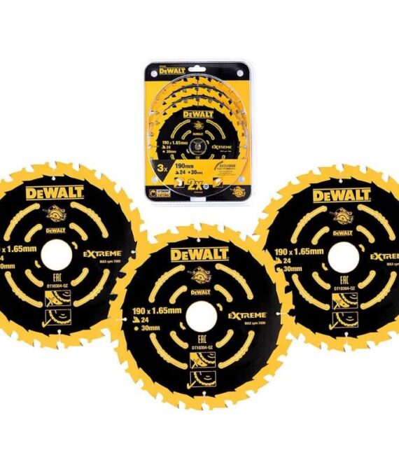 Lots de 3 Lames Ø 190mm DEWALT DT10399-QZ EXTREME pour scie circulaire